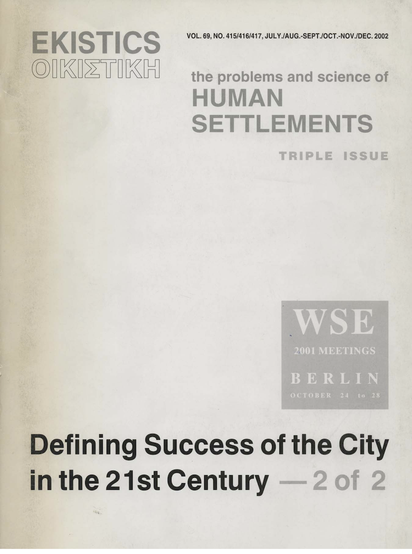 					View Vol. 69 No. 415-417 (2002): Defining Success of the City in the 21st Century - Part 2
				